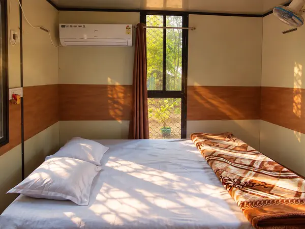 Air-conditioned bedroom inside the container house